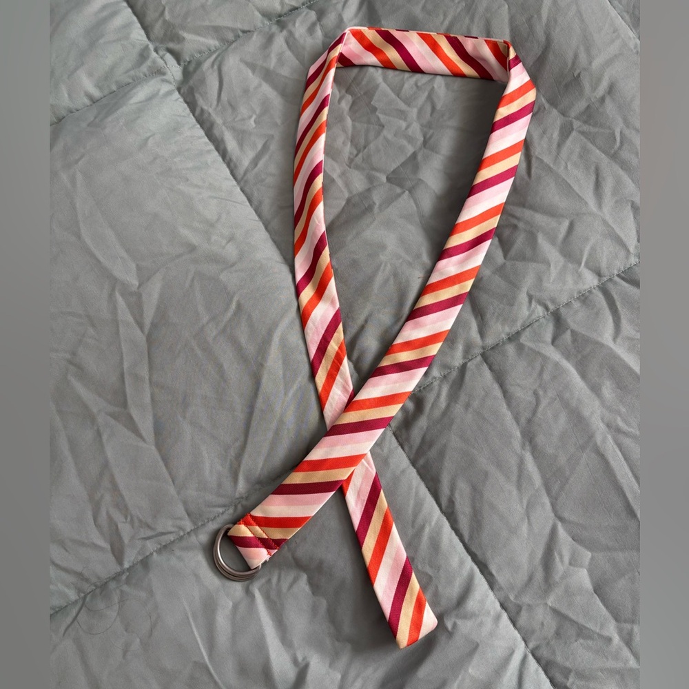 Striped Satin Pink, White, Orange Women's Belt